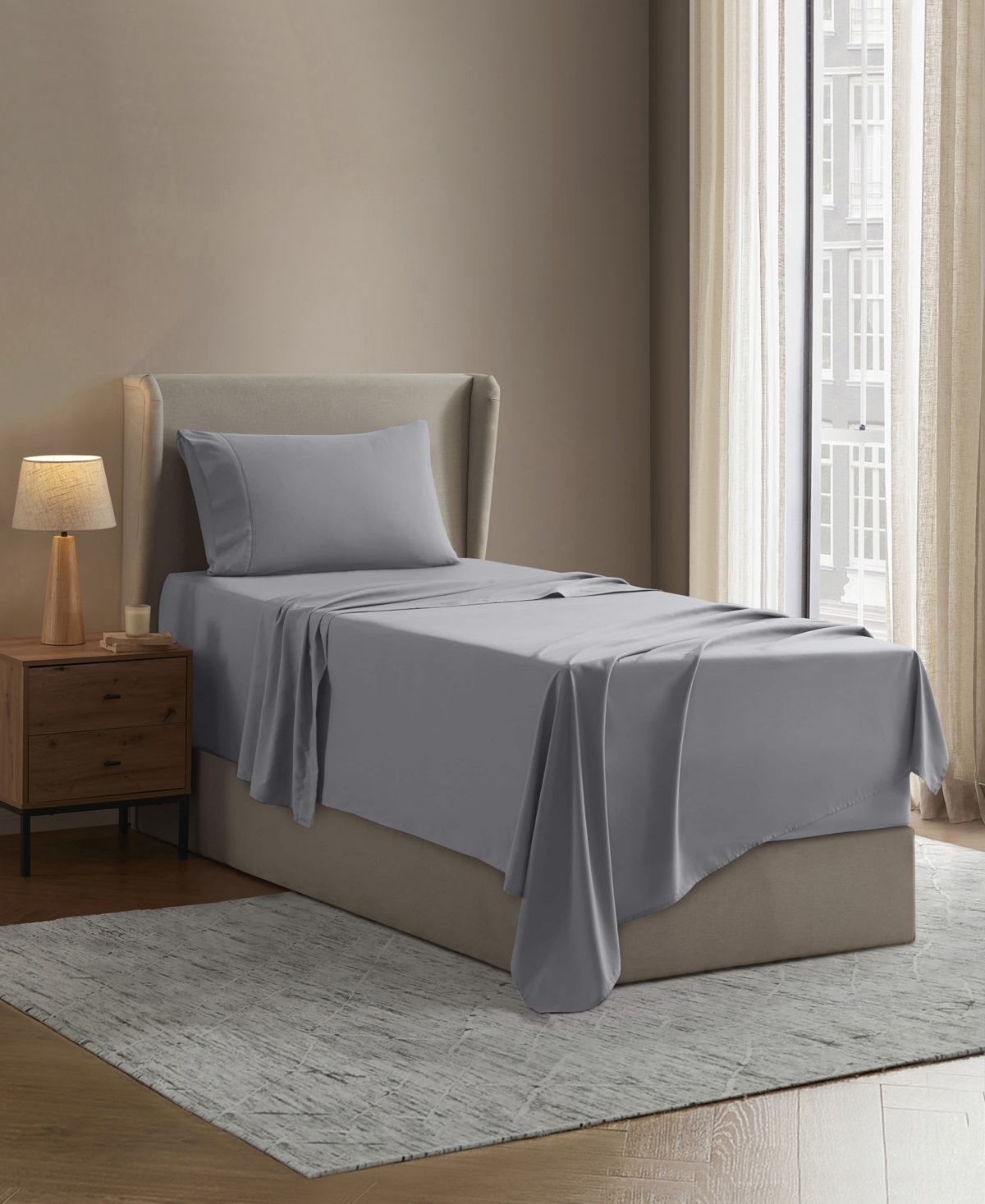 Nestl Premier Collection Deep Pocket 3 Piece Sheet Set, Twin Xl In Gray
