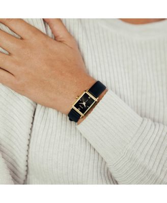 Womens Ava 2.0 Rectangular Quartz Watch with Full Grain Ecco Leather Strap