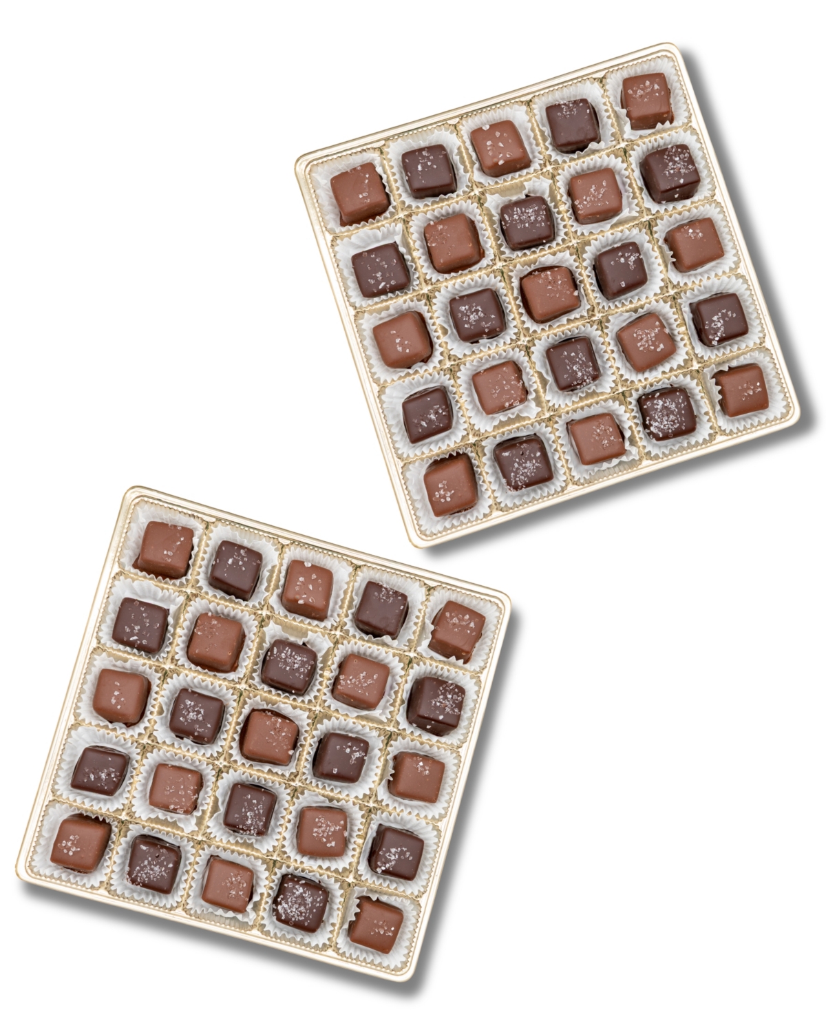 Bixby Chocolate Sea Salted Caramel Gift Box Dark & Milk Chocolate, 50 Pieces In Transparent