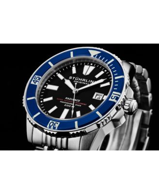 1006 Men s Automatic Dive Watch Swiss Movement Black Dial Luminous Hands Unidirectional Bezel Stainless Steel Beaded Bracelet Date Window