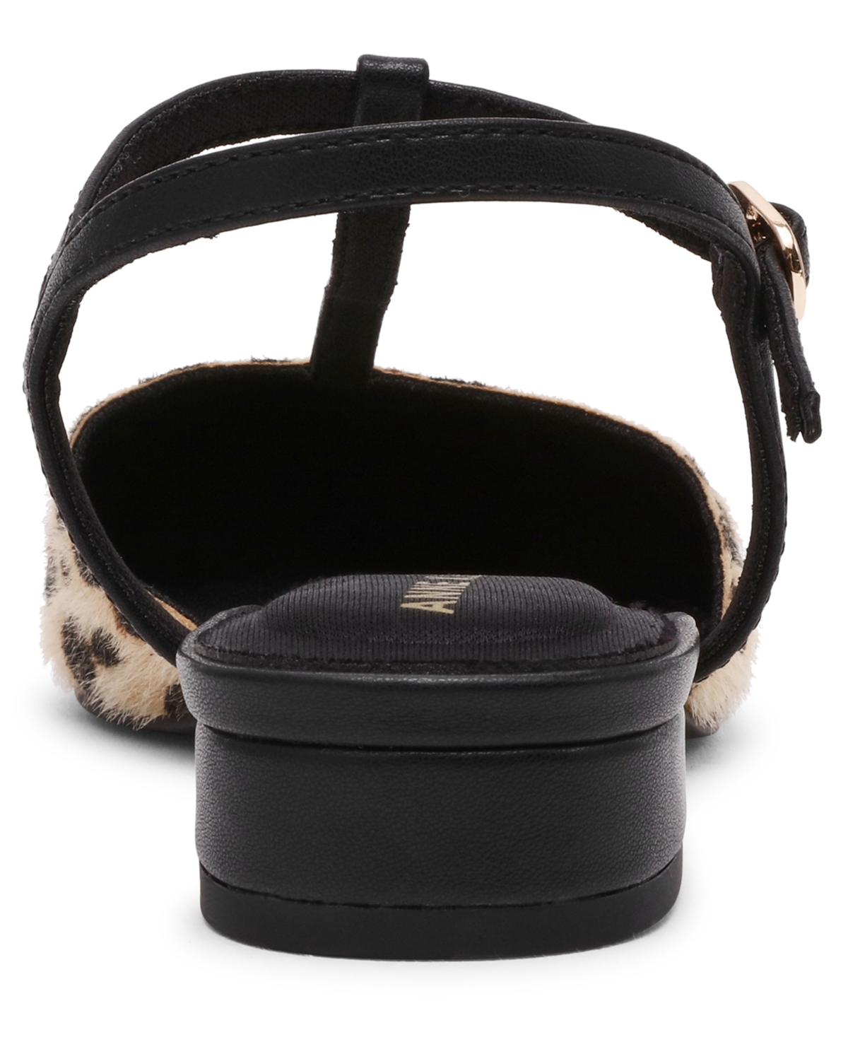 Anne Klein Emily Ankle Strap Pointed Toe Flat In Animal Print