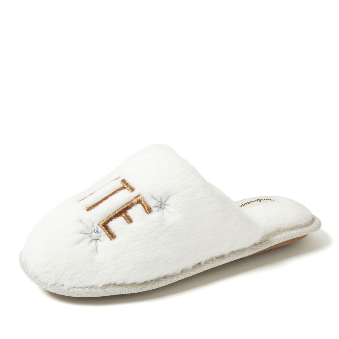Женские тапочки Dearfoams Celebration Fuzzy Scuff House Slipper - Cheers, цвет: Алебастровый — фото 2