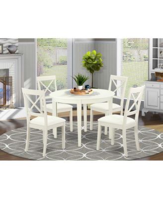 5-Piece Wooden Dining Set with Rectangular Table and 4 Upholstered Chairs, Modern Kitchen Dinette