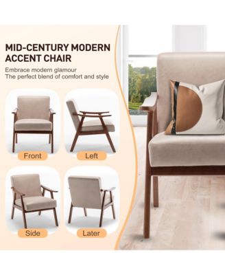 Mid-Century Modern Chair with Solid Wood Frame