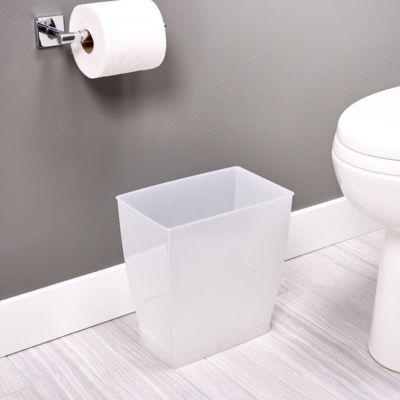 mDesign Small Rectangular Bathroom Trash Cans - Set of 4 - Frost - Made in USA
