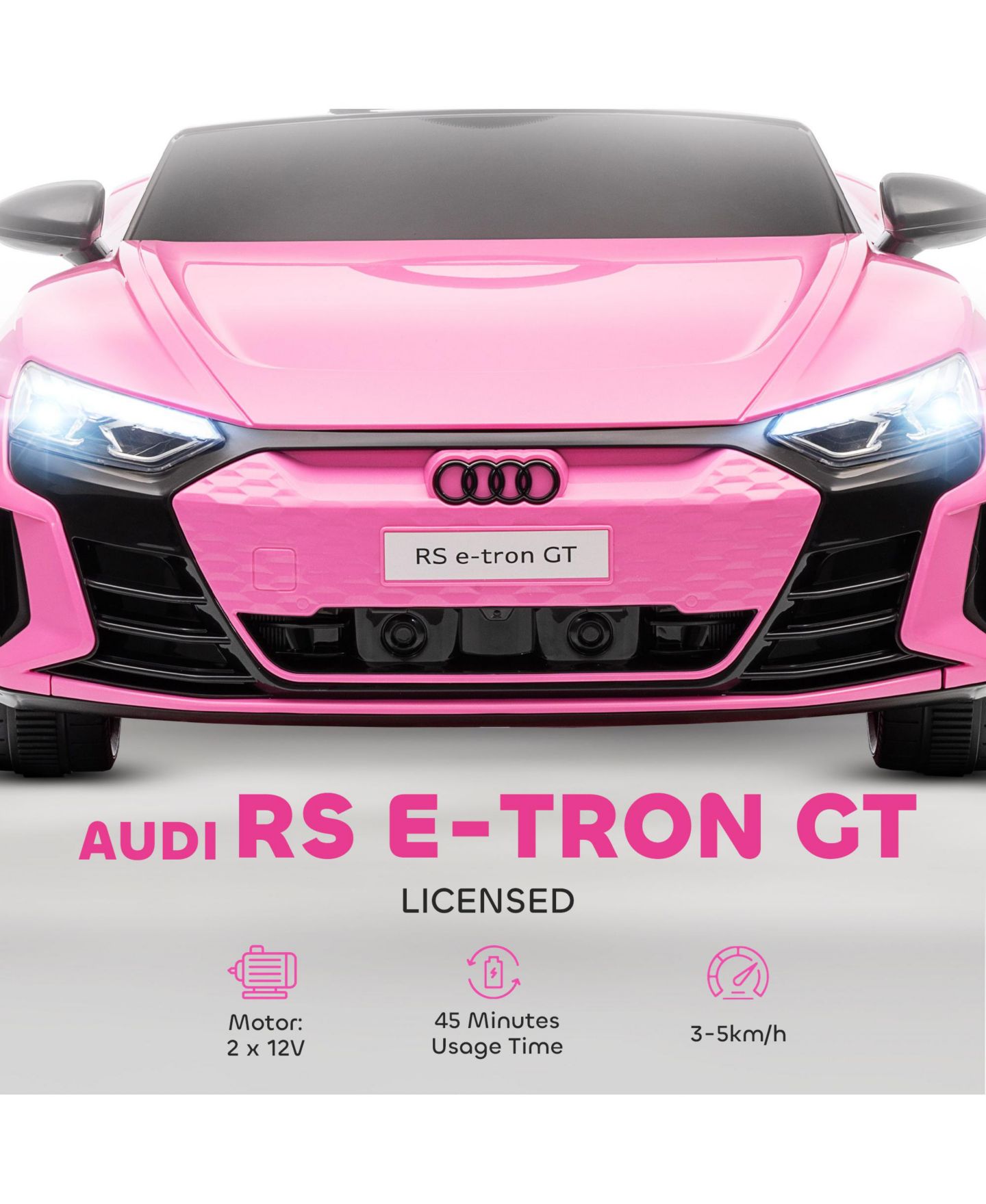 Детская игрушка Aosom RS E-Tron GT 12V Electric Remote Control Ride-On Car, 55 lb. Capacity, Ages 3+, цвет: Розовый — фото 4