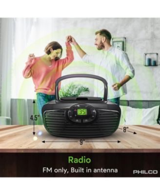 Boombox Portable CD Player with Bluetooth, USB Playback and CD Player is Compatible with MP3/WMA/CD-R/CD-RW CDs, Auxiliary Input, Stereo Sound