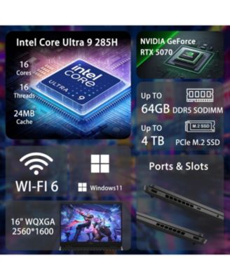 Omen Slim 16" Gaming Traditional Laptop Intel Core Ultra 9 285H 16GB RAM NVIDIA GeForce RTX 5070 512GB SSD Storage Windows 11 Home WQXGA 240Hz