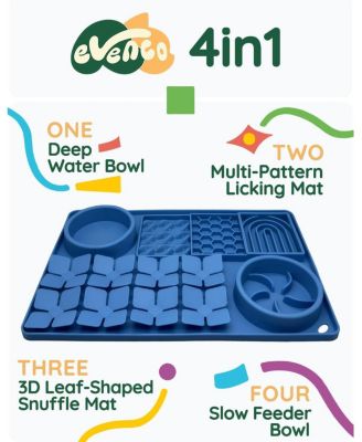 Blue Slow Feeder Bowl Silicone Lick Mat with Suction Cups for Dog Cat