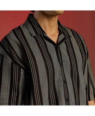 Men's Woven Striped Oversized Shirt