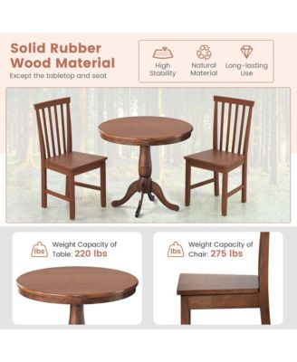 3-Piece Dining Kitchen Table Dining Set Mid-Century Round WoodenTable & 2 Chairs