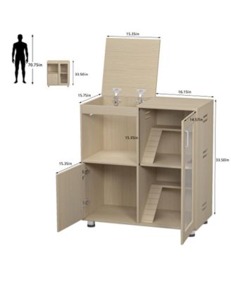 31.50 L x 15.75 W x 34.65 H Small Animal Cage 4 Tier Wood Acrylic Windows Storage