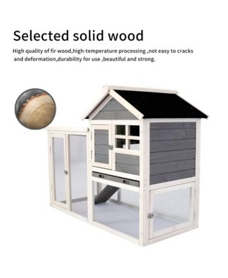Outdoor Gray Wood Pet House with a Deeper Pull Out Tray  for Small Animals