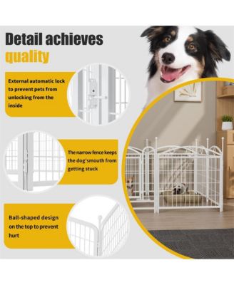 24 in H. 8 White Panels Heavy Duty Metal Dog Pen Pet with Door  for Large Medium Small Dogs Indoor Outdoor