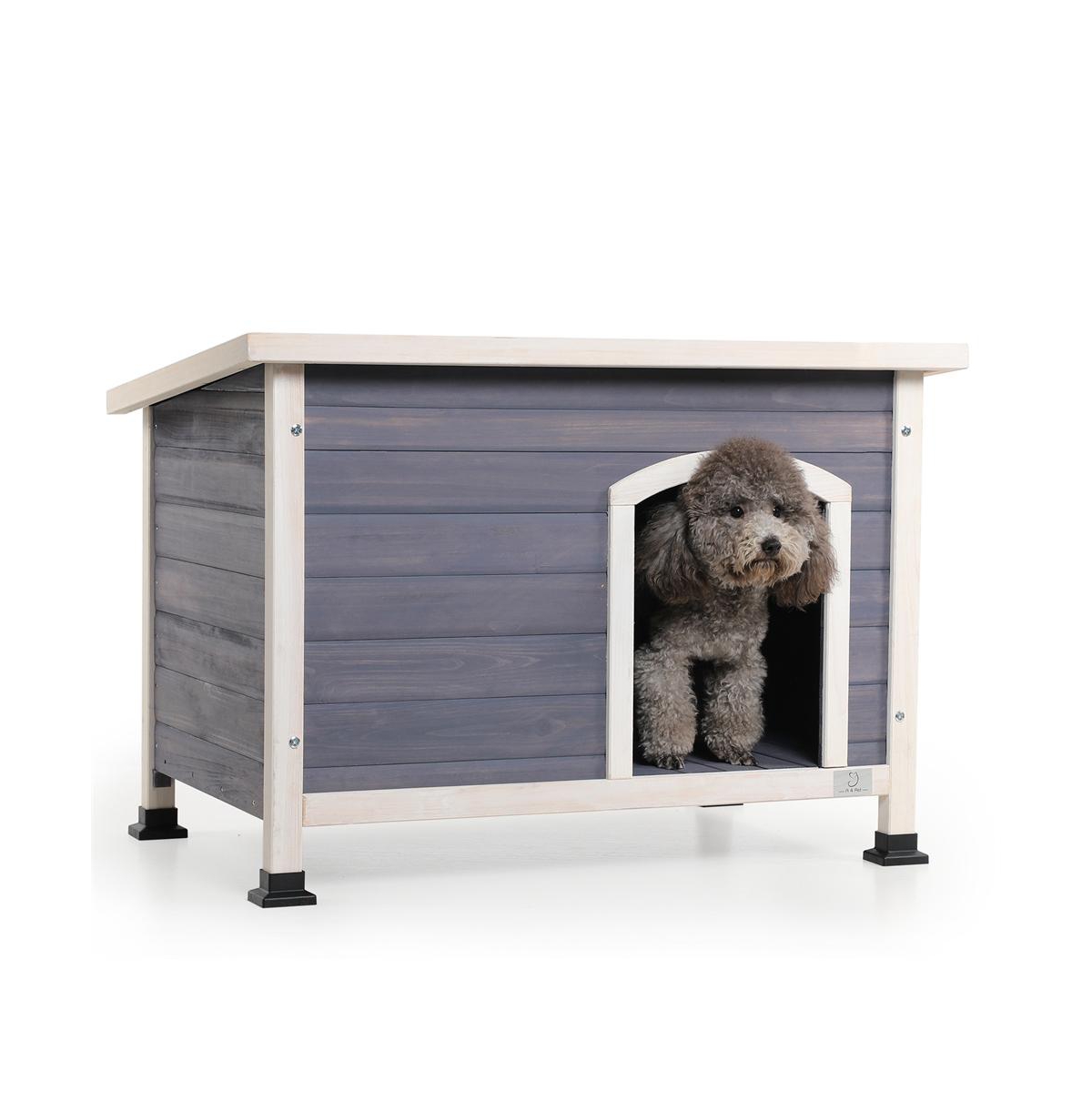 Aostirmotor 24 in H. Gray Small Wooden Outdoor Dog House with Elevated Floor