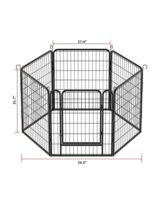 6 Black Panels 31.7 in H. Heavy Duty Metal Pet Exercise Pen with Door for Outdoor, Indoor