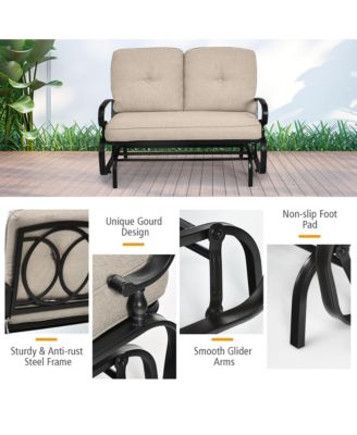2-Person Outdoor Swing Glider Chair Bench Loveseat Cushioned Sofa