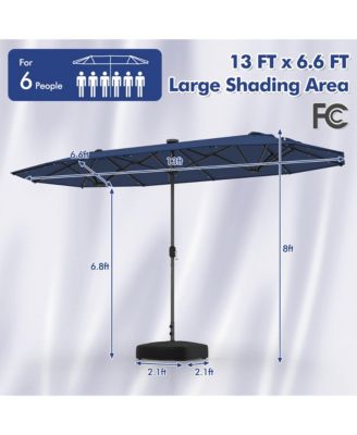 13 FT Patio Umbrella Double-Sided Market Umbrella w/ 36 Solar-Powered LED Lights
