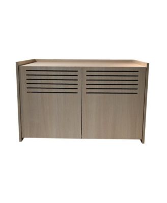 Beige Brown Wood Cat House Cat Litter Box Enclosure with Scratching Pad