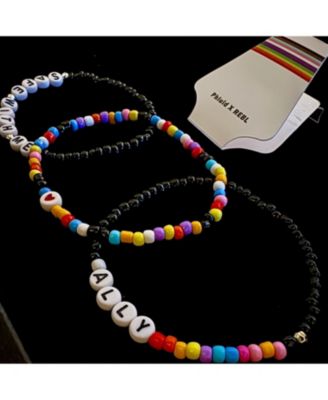 3-Piece Rainbow Beaded Stretch Bracelet Set Ally and Safe With Me