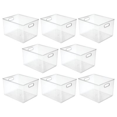 Plastic Storage Bin with Handles - Set of 8 - Clear - Made in USA