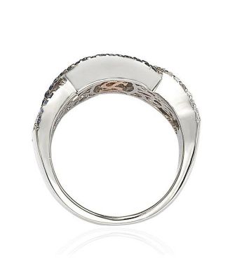 Suzy Levian Sterling Silver Sapphire Crossover Ring