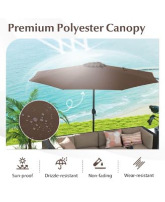 12 FT Patio Umbrella Outdoor Market Umbrella with Crank Handle 8 Sturdy Ribs