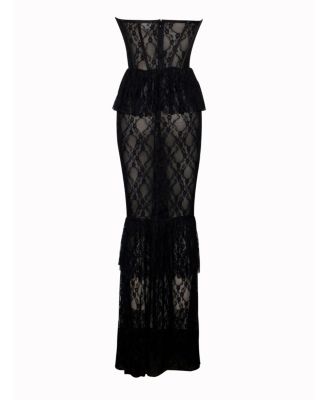 Women's Quennell Black Lace Corset Maxi Dress