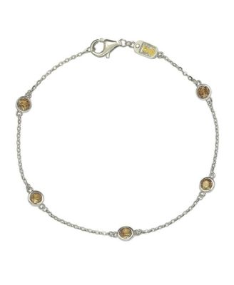 Suzy Levian Sterling Silver Sapphire 1 cttw Station Link Bracelet