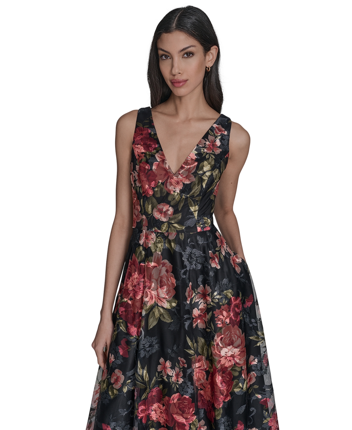 Eliza J Petite Sleeveless Fit And Flare Midi Dress In Multi