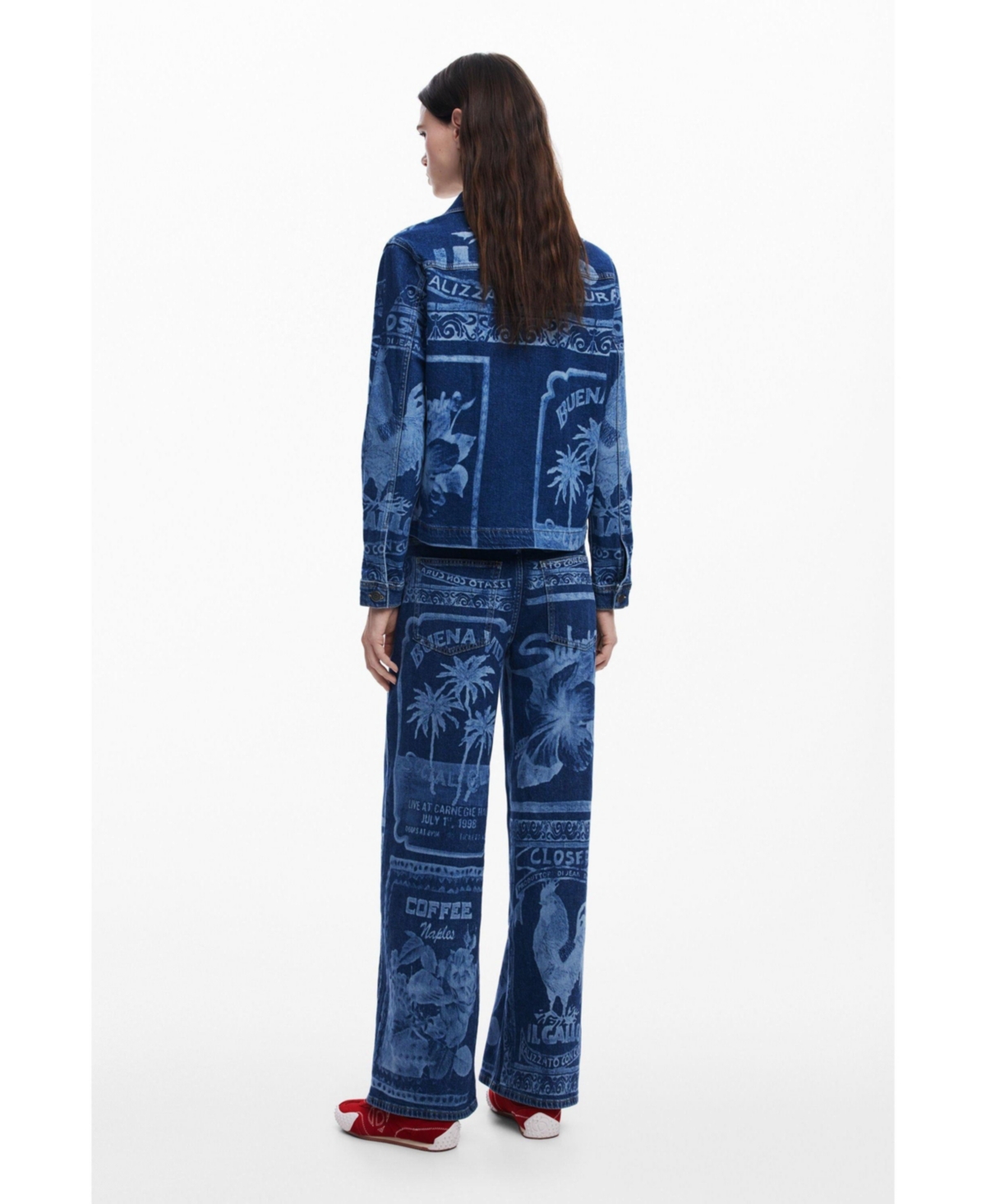 Desigual Palm Tree Denim Jacket In Blue
