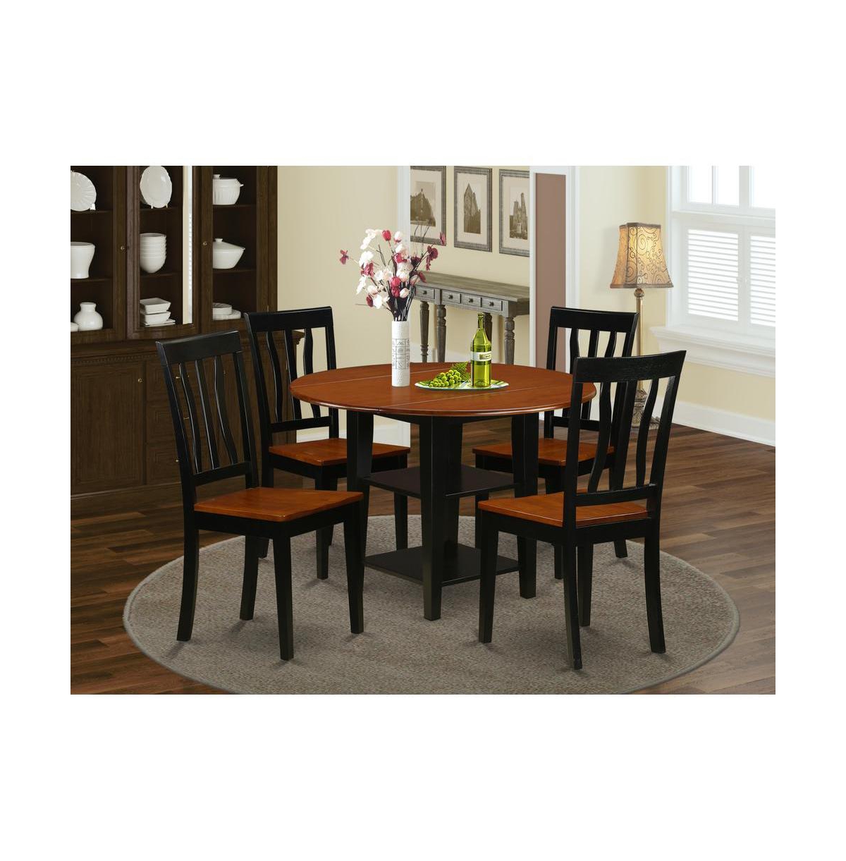 East West Furniture Dining Room Set Black & Cherry