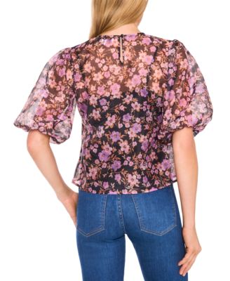 Women's Balloon Sleeve Crew Neck Top