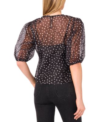 Women's Balloon Short Sleeve Crew Neck Top