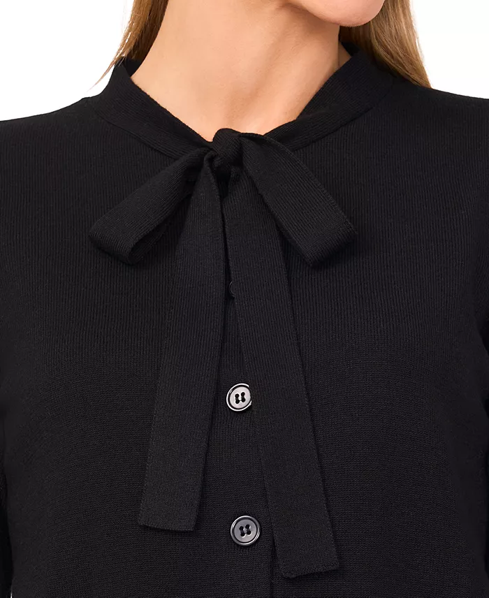 Women's Tie Neck Cardigan Sweater - thumbnail 2
