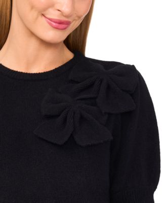 Women's Ribbon Crewneck Short-Sleeve Sweater