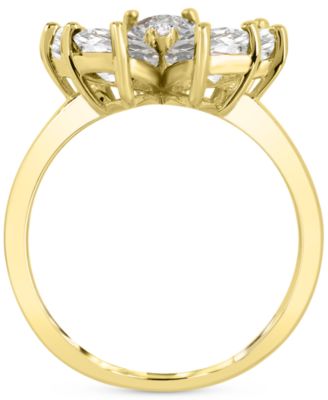 Lab-created White Sapphire 3-5/8 ct. t.w. Flower Statement Ring with Diamond Accent in 14K Gold-Plated Sterling Silver
