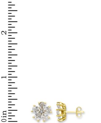 Lab-created White Sapphire 3-1/6 ct. t.w. and Diamond Accent Flower Stud Earrings in 14K Gold-Plated Sterling Silver