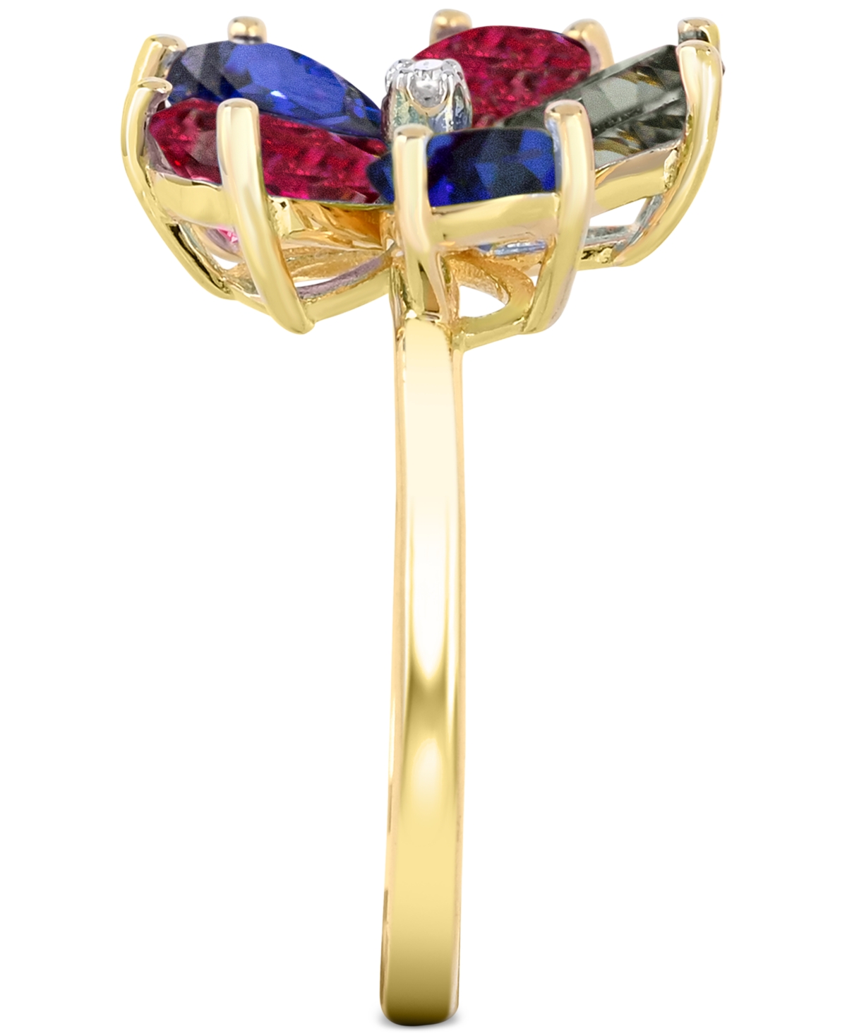 Macy's Lab-created White Sapphire 3-5/8 Ct. T.w. Flower Statement Ring With Diamond Accent In 14k Gold-plat In Multi