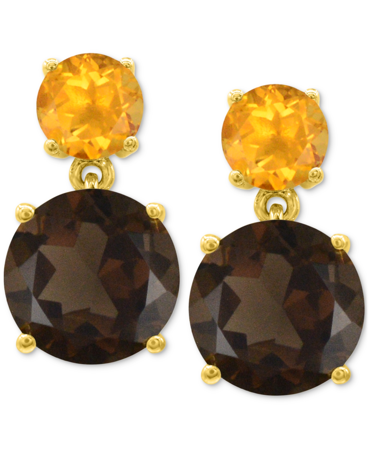 Macy's Rose De France 5-5/8 Ct. T W. And Amethyst 1-1/3 Ct. T.w.drop Earrings In 14k Gold-plated Sterling S In Yellow