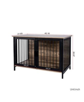 Wooden Dog Crate Furniture Dog Kennel with 2 Doors for Large Medium Dog