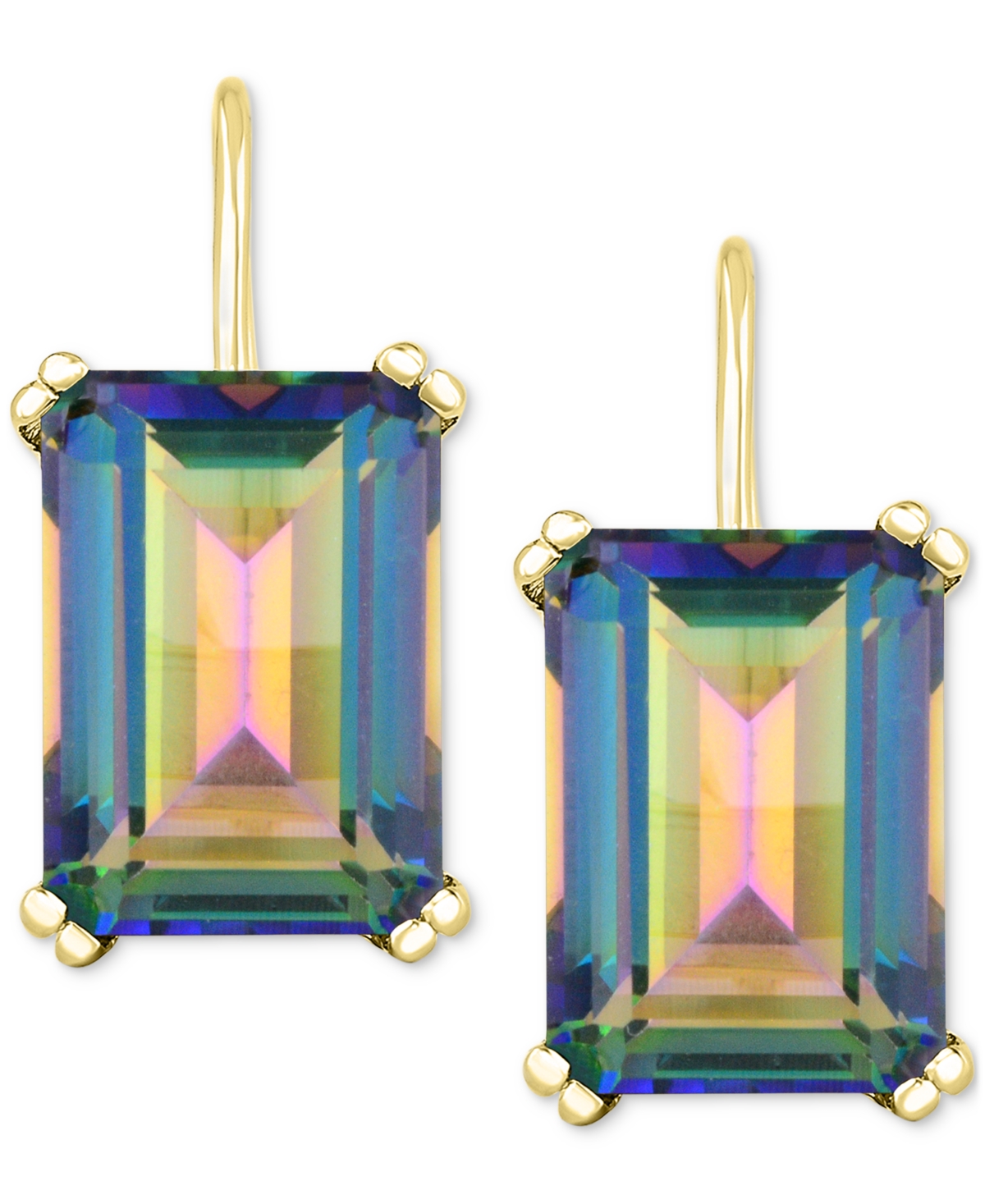 Macy's Onyx Leverback Hoop Earrings In 14k Gold-plated Sterling Silver