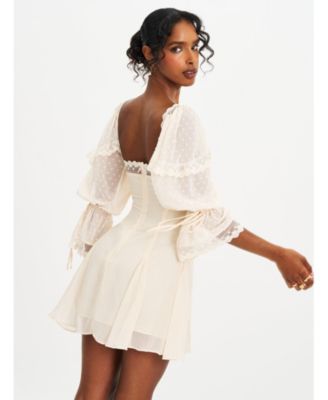 Women Zakira Lace Trim Half Sleeve Mini Dress