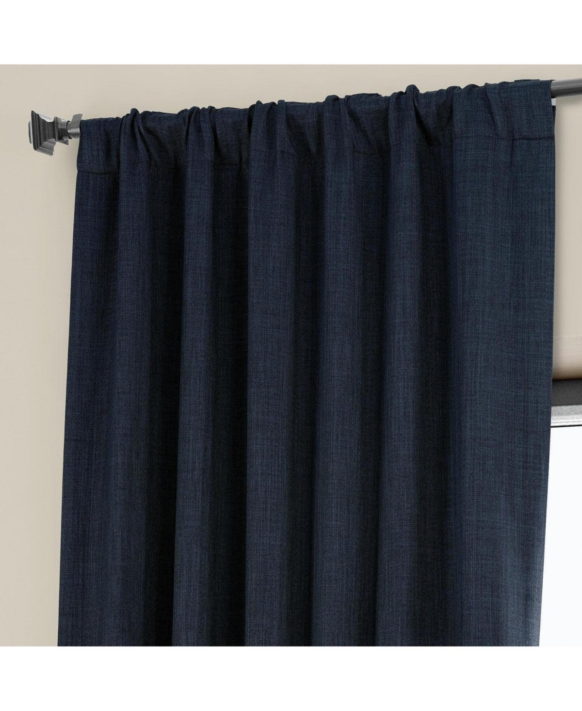 Half Price Drapes Textured Faux Linen Room Darkening Curtain In Blue