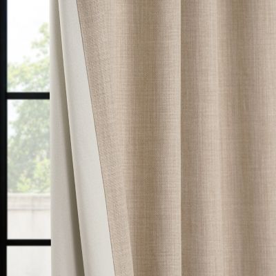 Extra Wide Textured Faux Linen Room Darkening Curtain