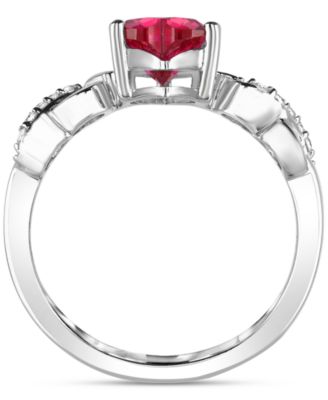 Lab-created Ruby 1-1/3 ct. t.w. and Lab-created White Sapphire 1/5 ct. t.w. Heart Promise Ring in Sterling Silver