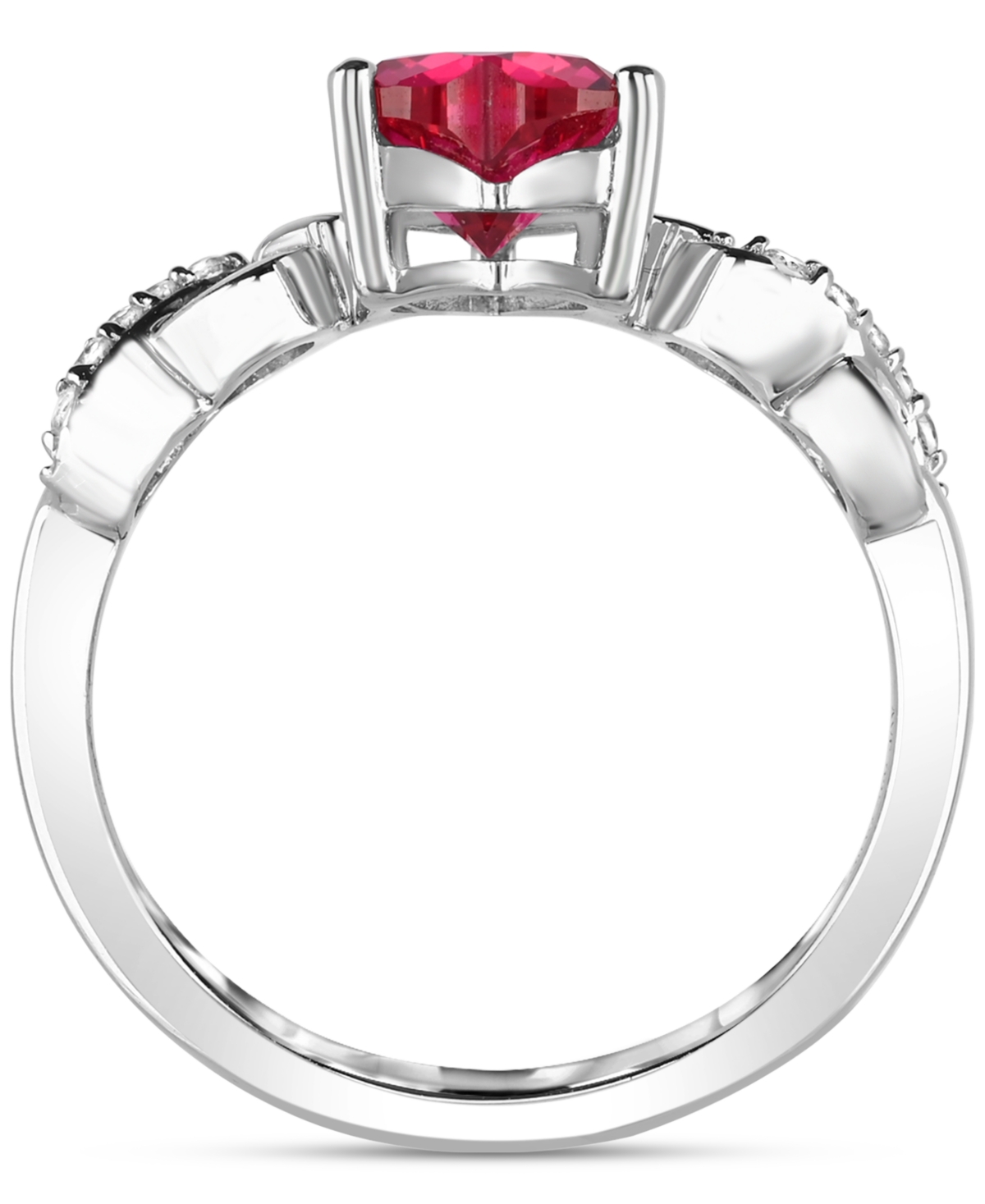 Macy's Lab-created Ruby 1-1/3 Ct. T.w. And Lab-created White Sapphire 1/5 Ct. T.w. Heart Promise Ring In St In Red