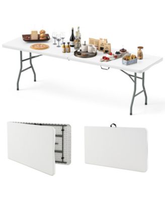 8FT Folding Patio Table with HDPE Top and Metal Legs for Outdoor and Indoor Use