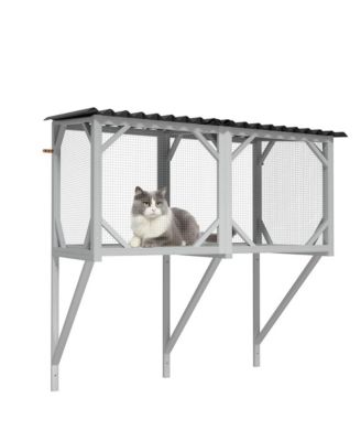 43.3 in. Outdoor Cat Enclosure for Sunbathing, Napping and Viewing, Window Perch in Gray