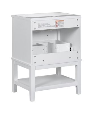 24&amp;#x22; Solid Wood Bathroom Vanity with Sink, Drawer and Open Shelf